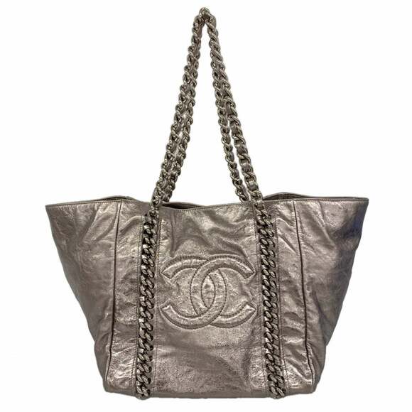 CHANEL Handbags - CHANEL Silver Leather Tote Bag